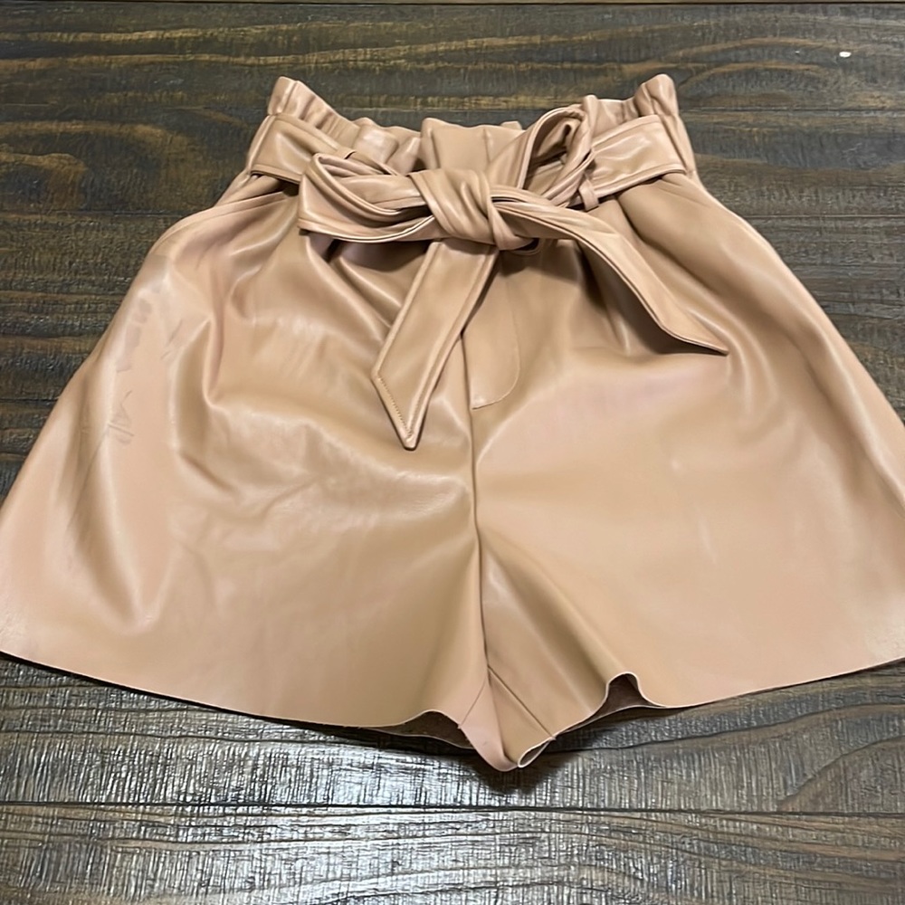 Belted Faux Leather Shorts